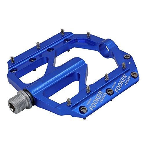 Mountain Bike Pedal : FOOKER MTB Bike Pedals Mountain Non-Slip Bike Pedals Platform Bicycle Flat Alloy Pedals 9 / 16" 3 Bearings for Road BMX MTB Fixie Bikes (Blue 3 Bearings)
