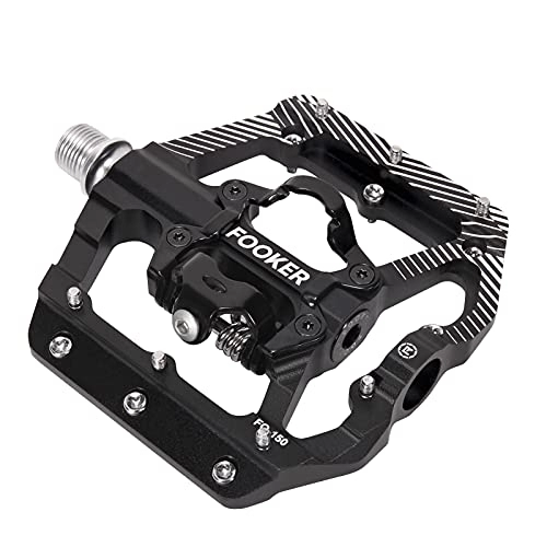 Mountain Bike Pedal : FOOKER MTB Mountain Bike Pedals 3 Bearing Flat Platform Compatible with SPD Dual Function Sealed Clipless Aluminum 9 / 16" Pedals with Cleats for Road