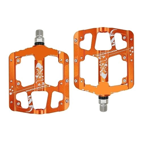 Mountain Bike Pedal : footboard 1 Pair Ultra-light And Ultra-thin 3 Bearings Non-slip Pedals Aluminum Alloy Mountain Bike MTB Anodizing Road Bicycle Pedal Perfect for replacing your old parts. (Color : Orange)