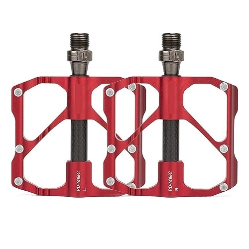 Mountain Bike Pedal : footboard Bicycle Pedal Aluminum Alloy 3 Bearing With Carbon Tube Mountain Road Bike Cycling Accessories M86C Perfect for replacing your old parts. (Color : M86C-Red)