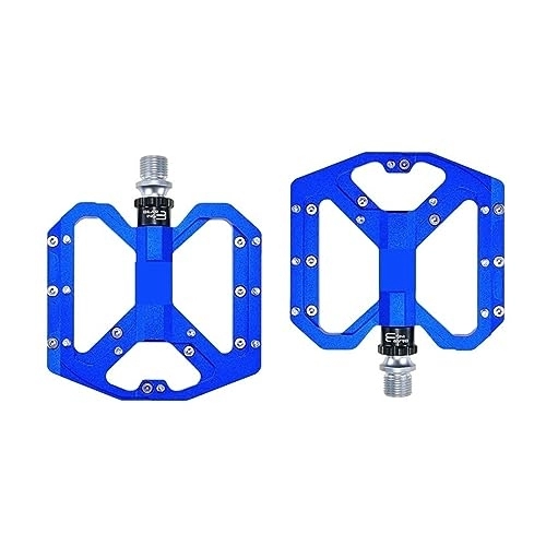 Mountain Bike Pedal : footboard Flat Foot Ultralight Mountain Bike Pedals MTB CNC Aluminum Alloy Sealed 3 Bearing Anti-slip Bicycle Pedals Bicycle Parts Perfect for replacing your old parts. (Color : Blue)
