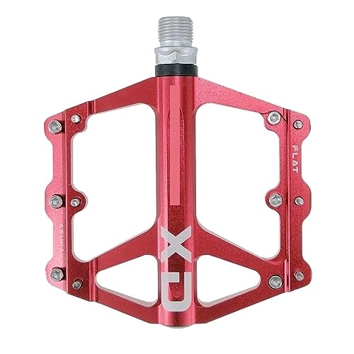 Mountain Bike Pedal : footboard MTB Mountain Non-Slip Bike Pedals Platform Bicycle Flat CNC Alloy Pedals 9 / 16" 2DU Bearings Road Bike Pedal Perfect for replacing your old parts. (Color : XD red)
