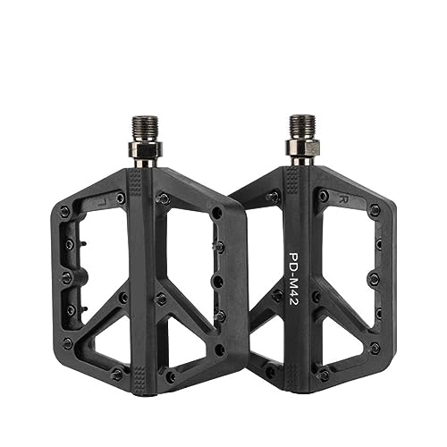 Mountain Bike Pedal : footboard Ultra Light Flat Wide Mtb Bicycle Pedal CNC Bearing Sealed Fiber Nylon Downhill Non-slip Mountain Bike Pedal Riding Parts Perfect for replacing your old parts. (Color : Black)
