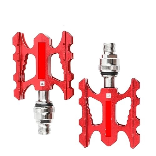 Mountain Bike Pedal : footboard Ultralight Folding Bicycle Pedal Bearing CNC Aluminum Alloy Non-slip Quick Release Road Mtb Mountain Bike Pedal Perfect for replacing your old parts. (Color : Red)