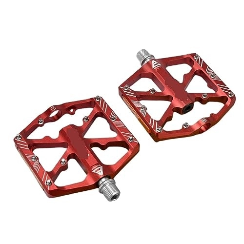 Mountain Bike Pedal : footboard Ultralight Lubricated Flat Foot Mountain Bike Pedal Aluminum Alloy Seal 3 Bearing Non-slip Wide Cycling Road Mtb Bicycle Pedal Perfect for replacing your old parts. (Color : Red)