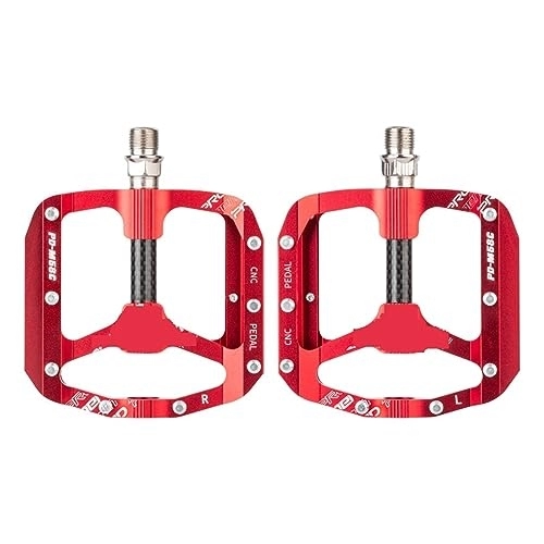 Mountain Bike Pedal : footboard Ultralight Mountain Bike Pedal Carbon Fiber Tube CNC Aluminum Alloy Sealed Bearing Flat Width Mtb Bicycle Pedal Perfect for replacing your old parts. (Color : Red)