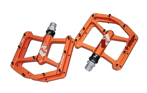 Mountain Bike Pedal : footboard Ultralight Mountain Bike Pedal CNC Aluminum Alloy High Strength Seal 3 Bearing Flat Wide Non-slip Mtb Bicycle Pedal Perfect for replacing your old parts. (Color : Orange)