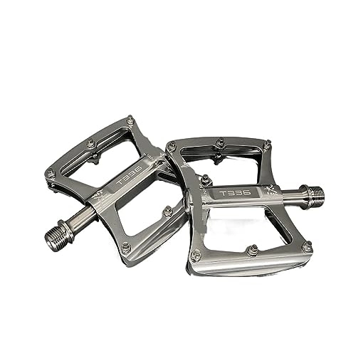 Mountain Bike Pedal : footboard Ultralight Titanium Alloy Axle Mountain Bike Pedal Aluminum Alloy Seal 3 Bearing Flat Wide Anti-skid Road Bicycle Pedals Parts Perfect for replacing your old parts. (Color : Light Grey)