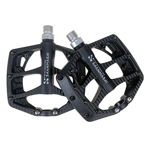 Mountain Bike Pedal : For bike Paulclub NP-1 1Pair Nylon Carbon Fiber Pedal Non-slip Comfortable Foot Pedal (Black) (Color : Black)