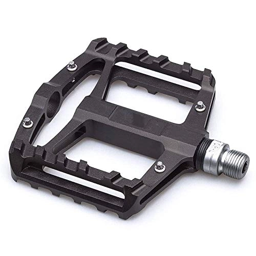 Mountain Bike Pedal : FQCD 1Pair Mountain Bike Pedals Non-Slip Lightweight Aluminium Alloy Large Surface Bicycle Bearing Riding Pedals for Road MTB BMX Most Bicycle (Color : Black)