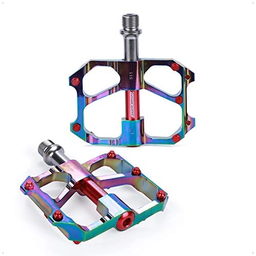 Mountain Bike Pedal : Frondent 3 Palin Bicycle Pedals, Sealed Bearings, Suitable for General Mountain Bikes, Road Bikes and Hiking Bikes (Colorful, Small)