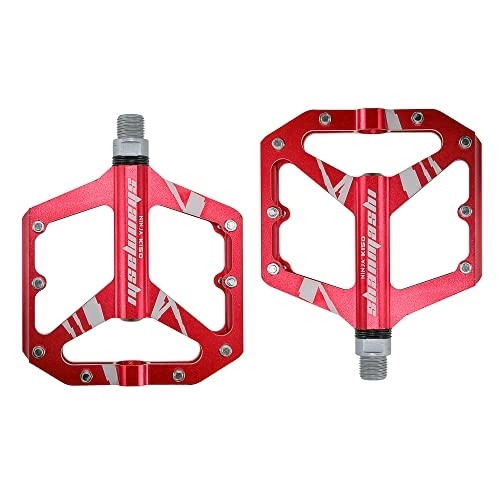 Mountain Bike Pedal : FrontStep Aluminium Non-Slip Pedal with High Facts with Pedal Light Bicycle for MTB / Mountain Bike Pedal / BMX Pedal with CR-Mo Steel Spiral Board (Red)