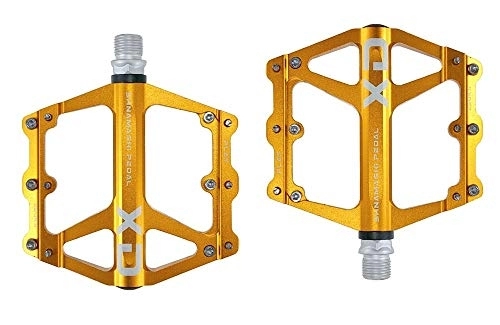 Mountain Bike Pedal : FrontStep Anti Slip Pedals Aluminum General Lightweight Bicycle Pedals with CR-Mo Steel Pin for MTB / Mountain Bike Pedal / BMX Pedal (Gold)