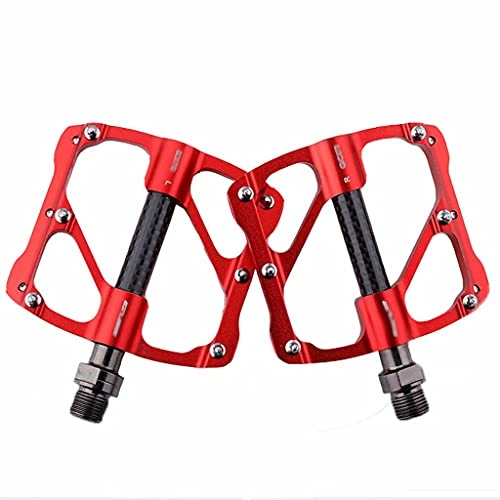 Mountain Bike Pedal : FSJD Bicycle Pedal Ultra-light Aluminum Alloy Pedal Mountain Road Bike Pedal Bicycle Accessories, Red, 9.2cm×11.4cm×1.4cm