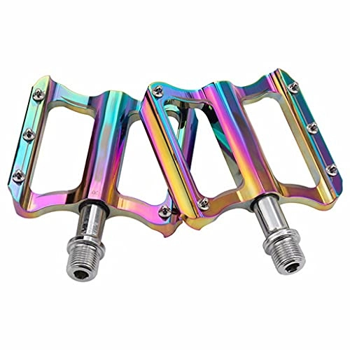 Mountain Bike Pedal : FSJD Bike Pedals, Bicycle Cycling Platform Anti-Slip Durable Sealed for Road Bike Mountain Road Bicycle etc, Rainbow colors, 8.15cm×10.5cm×1.4cm