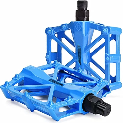 Mountain Bike Pedal : FSJD Lightweight Mountain Bicycle Pedal with Anti-Skid Pins, Universal Aluminum Alloy Cycling Bicycle Accessories, Blue, 9.6cm×9.1cm×1.4cm