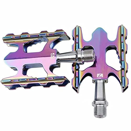Mountain Bike Pedal : FSJD Mountain Bicycle Pedals 14mm General Thread Pedal Aluminum Alloy Antiskid Durable Cycling Pedal, Rainbow colors, 6.2cm×11.15cm×2.2cm