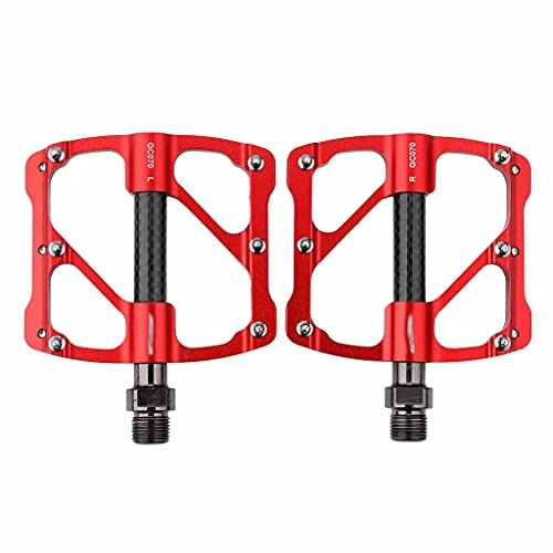 Mountain Bike Pedal : FSJD Universal Bike Pedals, Bike Platform Pedals, for Bike / Folding / Mountain / Road Bicycle Pedals, Red, 11.4cm×9.2cm