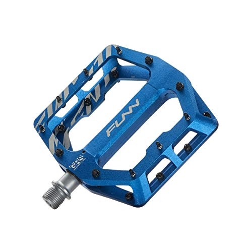 Mountain Bike Pedal : Funn Funndamental Flat Pedals - Wide Platform Bicycle Pedals for BMX / MTB Mountain Bike, Adjustable Grip for Outstanding Stability, 9 / 16-inch CrMo Axle (Blue)