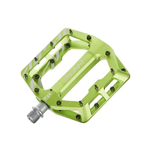 Mountain Bike Pedal : Funn Funndamental Flat Pedals - Wide Platform Bicycle Pedals for BMX / MTB Mountain Bike, Adjustable Grip for Outstanding Stability, 9 / 16-inch CrMo Axle (Green)