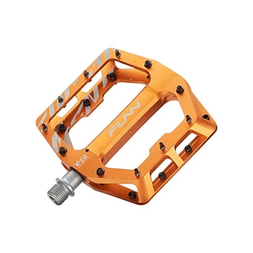 Mountain Bike Pedal : Funn Funndamental Flat Pedals - Wide Platform Bicycle Pedals for BMX / MTB Mountain Bike, Adjustable Grip for Outstanding Stability, 9 / 16-inch CrMo Axle (Orange)