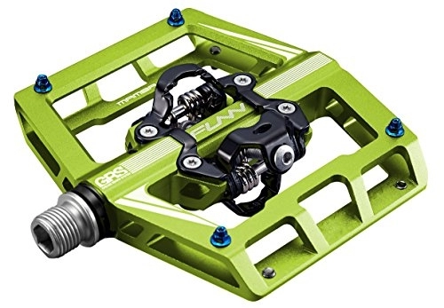 Mountain Bike Pedal : Funn Mamba Mountain Bike Clipless Pedals, Double Sided Clip Wide Platform MTB Pedals, Compatible with SPD Cleats, 9 / 16-Inch CrMo Axle Bicycle Pedals for MTB / BMX / Gravel Cycling(Green)