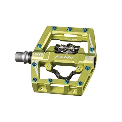 Mountain Bike Pedal : Funn Mamba S Dual Platform SPD Pedals, Single Sided Clip Compact Platform Mountain Bike Pedals, Compatible with SPD Cleats, 9 / 16-Inch CrMo Axle Bicycle Pedals for MTB / BMX / Gravel Cycling (Green)