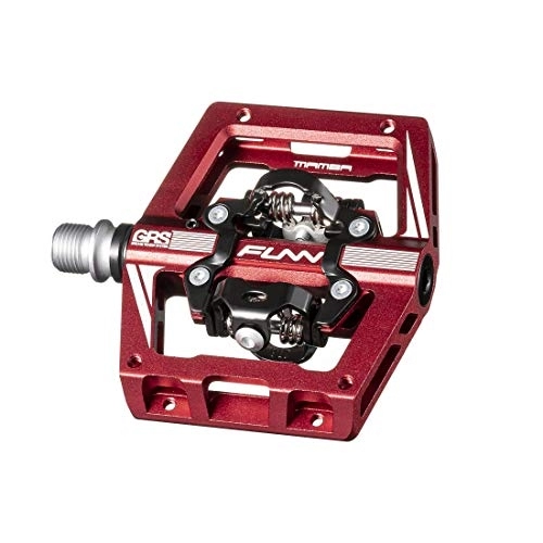 Mountain Bike Pedal : Funn Mamba S MTB Clipless Pedals, Double Sided Clip Compact Platform Mountain Bike Pedals, Compatible with SPD Cleats, 9 / 16-Inch CrMo Axle Bicycle Pedals for MTB / BMX / Gravel Cycling(Red)