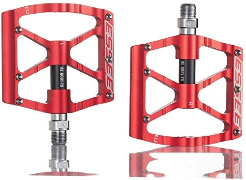 Mountain Bike Pedal : FUREEY Mountain Blike Pedals, Ultra Strong Aluminum Alloy 6061 Flat Pedals, 9 / 16 Cycling Sealed Bearing Pedals for Road BMX MTB Fixie Bikes Flat Bike (Red)