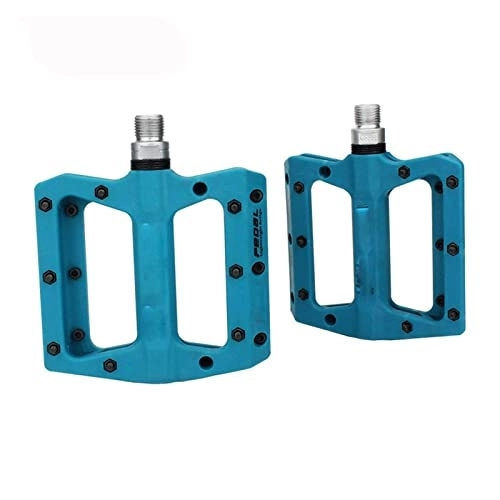Mountain Bike Pedal : FURLOU Bicycle Pedals Nylon Fiber Ultra-Light Mountain Bike Pedal 4 Colors Big Foot Road Bike Bearing Pedals Cycling Parts Pedals (Color : Blu)