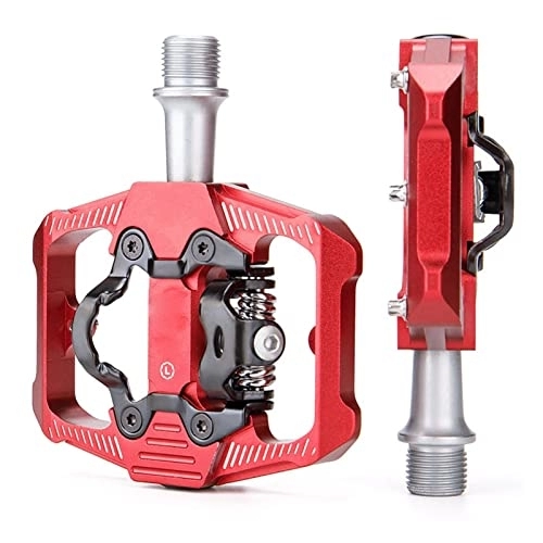 Mountain Bike Pedal : FURLOU Bike Pedal SPD Mountain Bike Clipless Pedals Aluminum Alloy Bicycle Pedals Dual Platform for MTB Mountain Bike Road Bike Pedals (Color : Rot)
