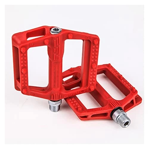 Mountain Bike Pedal : FURLOU Mountain Bike Nylon Pedals MTB Ultra-Light Wide Platform Racing Bike Foot Hold Bicycle Accessories Pedals (Color : Rot)