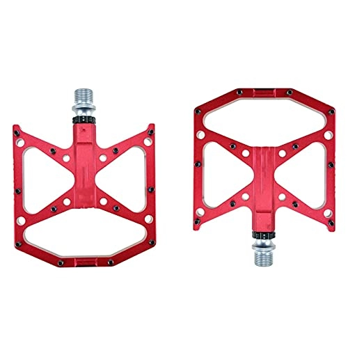 Mountain Bike Pedal : FXDCY Flat Pedal 6 Bearing Mountain Bike Pedal Mountain Bike Road Bike Bicycle Parts Accessories (Color : Red)