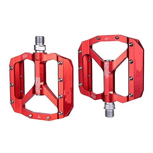 Mountain Bike Pedal : FXDCY Mountain Bike Bearing Flat Pedal Bike Good Grip Bicycle Parts (Color : Red)