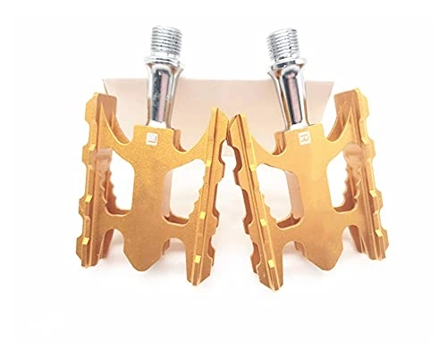 Mountain Bike Pedal : FXDCY Mountain Bike Pedal Road Folding Bicycle Bearing Pedal Foot Bicycle Parts (Color : Gold)