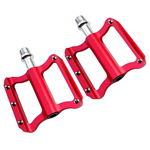 Mountain Bike Pedal : FXJJHXZP 1 Pair Bike Pedals, Bicycle Cycling Platform Anti-Slip Durable Sealed for Road Bike Mountain BMX MTB Road Bicycle (Color : Red)