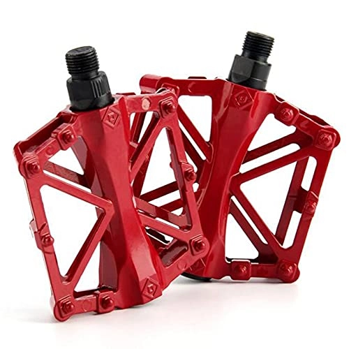 Mountain Bike Pedal : FXJJHXZP 1Pair Aluminum Alloy Road Bike Pedals Ultralight MTB BMX Bearing Bicycle Pedal Bike Parts (Color : Red)