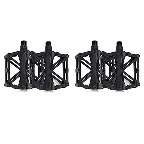 Mountain Bike Pedal : FXJJHXZP 2 Pairs Bike Pedal, MTB Mountain Bicycle Pedals with Anti-Skid Pins, Bearing Bicycle Pedals for BMX Cycle Bikes (Color : Black)