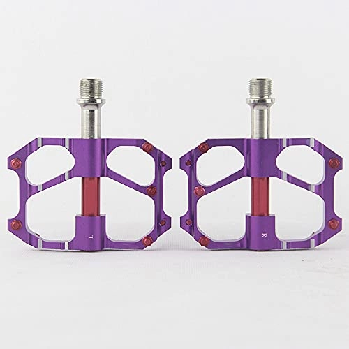 Mountain Bike Pedal : FXJJHXZP Bearing Bike Ultralight Pedal MTB Cycling Mountain Bicycle Alloy Pedals Road Bike Anti-slip Cycling Bicycle Accessories 1 Pair (Color : Purple)