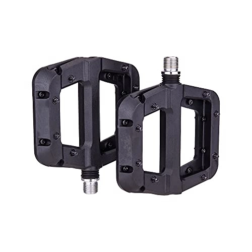 Mountain Bike Pedal : FXJJHXZP Nylon Road Anti-Slip Pedals Ultralight Seal Bearings Bicycle Pedals 9 / 16 Flat Platform Bicycle Parts Accessories (Color : Black)