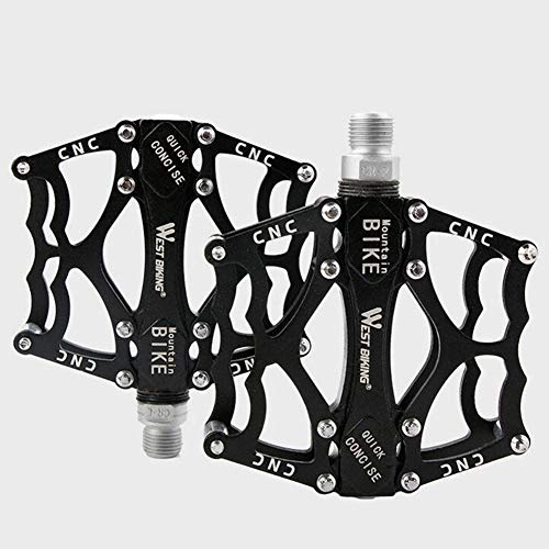 Mountain Bike Pedal : FYLY-Mountain Bike Pedals, 9 / 16" Aluminum Alloy Body 3Sealed Bearings Cycling Flat Pedals, Aluminum Antiskid Pedals for BMX MTB Road Bicycle, Black