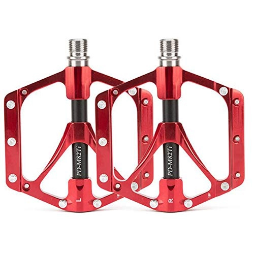 Mountain Bike Pedal : FYLY-Mountain Bike Pedals, Aluminium Alloy Bicycle Pedals, Bike Pedal Set with 3 Palin Bearing for MTB, Red
