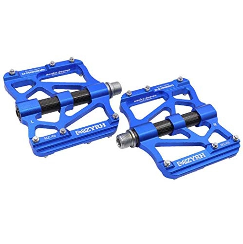 Mountain Bike Pedal : G.Z Bicycle Pedals, Aluminum Alloy Pedals, Carbon Fiber Sapphire Bearing Mountain Bike Pedals, 9 / 16 Inch Bicycle Pedals, Suitable for Road And Mountain BMX MTB Bicycles, Blue