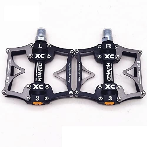 Mountain Bike Pedal : GADEED 2021 New Wide Flat Mountain Road Cycling Bicycle Bike Pedal 3 Sealed Bearings 9 / 16 MTB BMX Pedals 5 colors available (Color : 12T Titanium color)