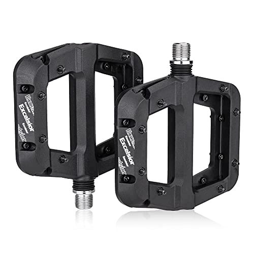 Mountain Bike Pedal : GADEED Bike Pedals Non-Slip Nylon fiber Mountain Bike Pedals Platform Bicycle Flat Pedals 9 / 16 Inch Cycling Accessories (Color : Black)