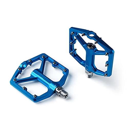 Mountain Bike Pedal : GALSOR Bearing Mountain Bike Pedals Platform Bicycle Flat Alloy Pedals Pedals Alloy Flat Pedals Pedals (Color : Blue, Size : 10x11.8x1.3cm)