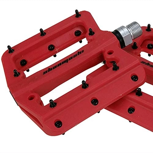 Mountain Bike Pedal : GALSOR Durable Mountain Bike Flat Cycling Road Bike Pedals Fit Most Adult Mountain Road Bikes Bike Pedals (Color : Red, Size : 100x98x20mm)