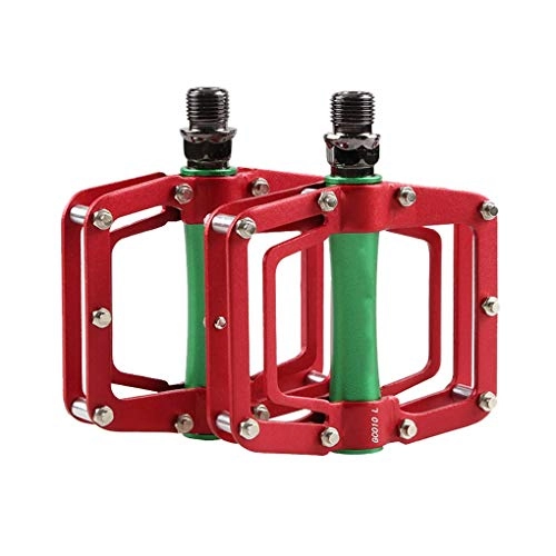Mountain Bike Pedal : GAOLEI1 Bicycle Pedal Aluminum Alloy Non-slip Design Mountain Bike Pedal Lightweight Bike Pedals Easy To Install Suitable For Mountain Bikes / bikes (red-green)