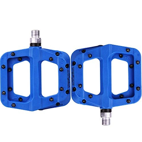 Mountain Bike Pedal : GENFALIN Bike Pedals Lightweight Fiber Bicycle Comfort Pedal Bicycle Lightweight, pair, Black Platform Mountain Wide (Color : Blue, Size : 125x100x15mm) Bicycle Parts