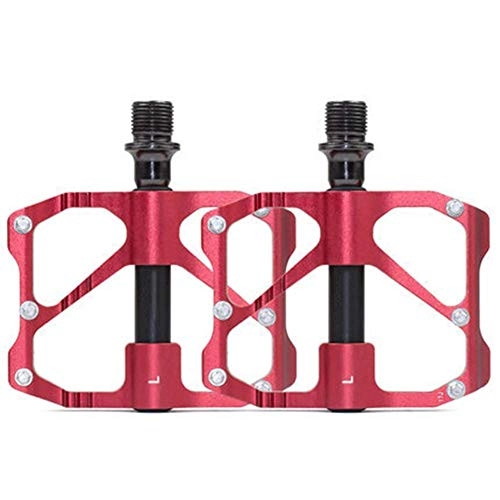 Mountain Bike Pedal : GENFALIN Outdoor sports Bike Cycling Pedals Lightweight Aluminum Alloy, Sealed Bearing Pedals 9 / 16 '' for Mountain And Road Bike Bicycle Parts (Color : Red, Size : Mountain Pedal)